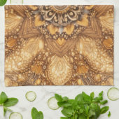Linge De Cuisine Golden Mandala Kaleidoscope Pattern Kitchen Towel (Plié)
