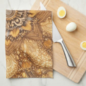 Linge De Cuisine Golden Mandala Kaleidoscope Pattern Kitchen Towel (Quart Plié)