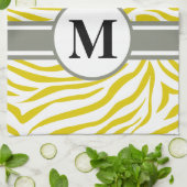 Linge De Cuisine Golden Poppy Safari Zebra avec monogramme (Plié)
