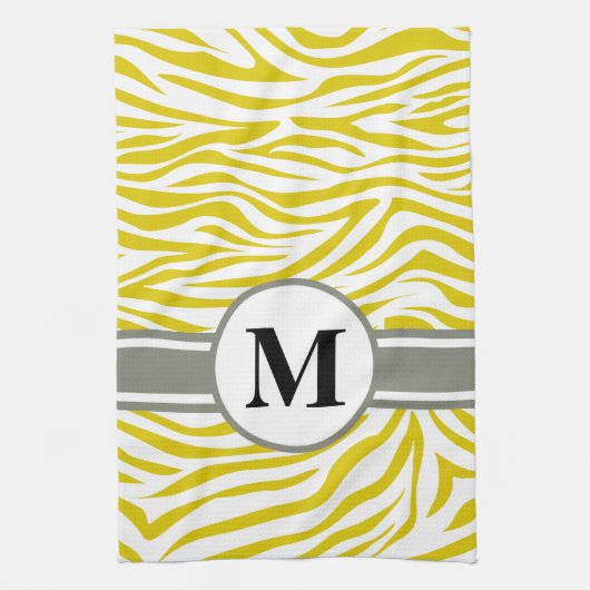 Linge De Cuisine Golden Poppy Safari Zebra avec monogramme (Vertical)