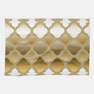 Linge De Cuisine Golden Quatrefoil Marocain Motif de treillis