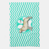 Linge De Cuisine Golden Retriever ; Aqua Green Chevron (Vertical)