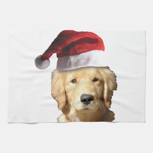 Linge De Cuisine Golden Retriever de Noël (Horizontal)