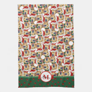 Linge De Cuisine Golden Retriever Mignon Monogramme Noël Chien