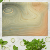 Linge De Cuisine Golden Strata | Pêche Brûlée Orange Vert Agate (Plié)