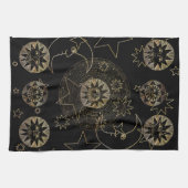 Linge De Cuisine Golden Sun Moon Stars Art d'astronomie céleste (Horizontal)