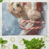 Linge De Cuisine Goldendoodle Chien Festif de Noël (Plié)