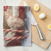 Linge De Cuisine Goldendoodle Chien Festif de Noël (Quart Plié)