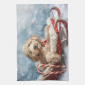 Linge De Cuisine Goldendoodle Chien Festif de Noël (Vertical)