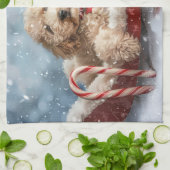 Linge De Cuisine Goldendoodle Chien Festif de Noël (Plié)