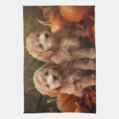 Linge De Cuisine Goldendoodle Chiot Automne Citrouille délice (Vertical)