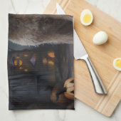 Linge De Cuisine Goldendoodle Citrouille Halloween effrayant (Quart Plié)