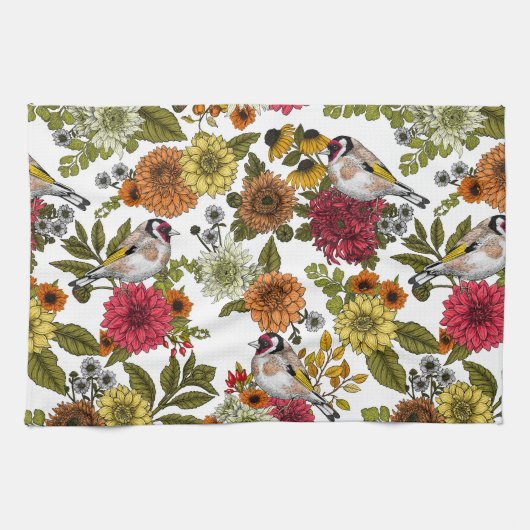 Linge De Cuisine Goldfinches dans le jardin (Horizontal)