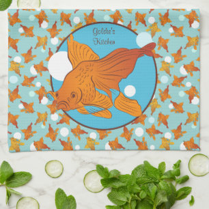 Linge De Cuisine Goldfish and Bubbles Motif graphique Personnalisé