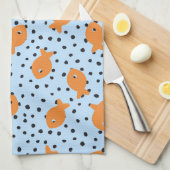 Linge De Cuisine Goldfish Design Orange and Blue (Quart Plié)