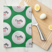 Linge De Cuisine Golf Ball Anniversaire - 50e ou autre année (Quart Plié)