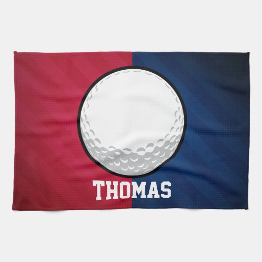 Linge De Cuisine Golf Ball ; rouge, blanc et bleu (Horizontal)