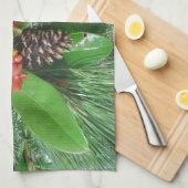 Linge De Cuisine Golf cônes de pin et verdure Noël (Quart Plié)