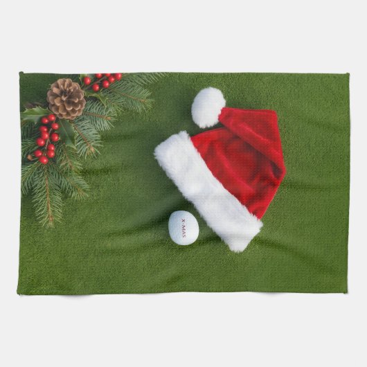 Linge De Cuisine Golf Noël sur gazon vert (Horizontal)