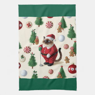 Linge De Cuisine Golf Noël thème pour Amoureux des chats Golfer