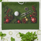 Linge De Cuisine Golf sur gazon vert thème de Noël (Plié)
