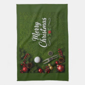 Linge De Cuisine Golf sur gazon vert thème de Noël (Vertical)