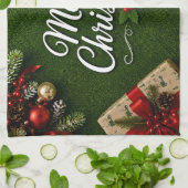 Linge De Cuisine Golf sur gazon vert thème de Noël (Plié)