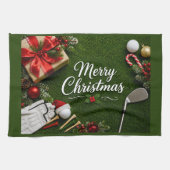 Linge De Cuisine Golf sur gazon vert thème de Noël (Horizontal)
