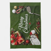 Linge De Cuisine Golf sur gazon vert thème de Noël (Vertical)