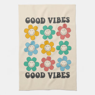 Linge De Cuisine Good Vibes Fleurs marguerites colorées