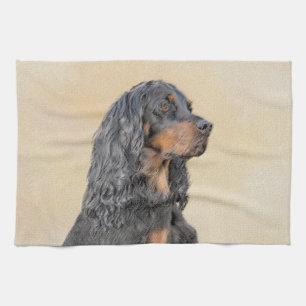 Linge De Cuisine Gordon Setter Peinture - Joli art original chien