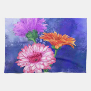 Linge De Cuisine Gorgeous Three Color Gerberas  Kitchen Towel