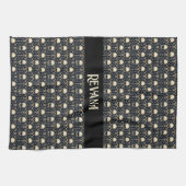 Linge De Cuisine Goth Skuls avec Floral Bleu (Horizontal)