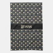 Linge De Cuisine Goth Skuls avec Floral Bleu (Vertical)