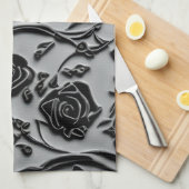 Linge De Cuisine Gothique Graveyard Rose noir Motif (Quart Plié)