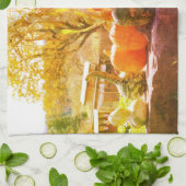 Linge De Cuisine Gourds Et Ferme Citrouille Stand Abstrait (Plié)