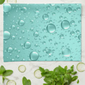 Linge De Cuisine Gouttes de pluie Abstraite Turquoise-verte métalli (Plié)