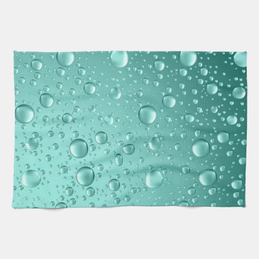 Linge De Cuisine Gouttes de pluie Abstraite Turquoise-verte métalli (Horizontal)