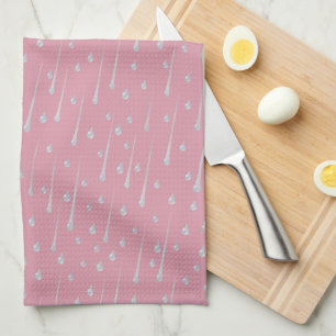 Linge De Cuisine Gouttes de pluie qui tombent Rose rose Jour de plu