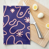 Linge De Cuisine Gouttes heureuses - bleu marine, rouge et blanc (Quart Plié)