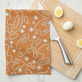 Linge De Cuisine Gouttes heureuses ! - Teal blanc orange (Quart Plié)