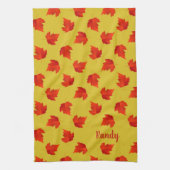 Linge De Cuisine Gradient rouge sec feuille nom personnalisé jaune (Vertical)