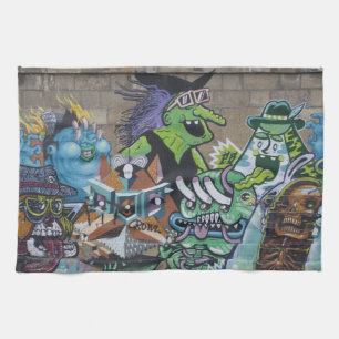 Linge De Cuisine Graffiti de sorcière verte bizarre