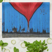 Linge De Cuisine Graffiti Heart, mur bleu, Saint-Valentin, cuisine (Plié)