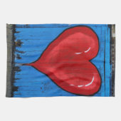 Linge De Cuisine Graffiti Heart, mur bleu, Saint-Valentin, cuisine (Horizontal)