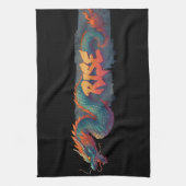 Linge De Cuisine Graffiti Stylisé Dragon Mural avec Bold 'RISE' (Vertical)