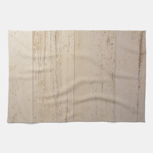 Linge De Cuisine Grains de bois texturés blancs blanchis (Horizontal)