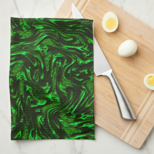 Linge De Cuisine Grains texturés vert métallique