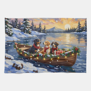 Linge De Cuisine Grand chien de montagne suisse Noël Bateau Fêtes