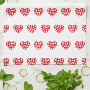 Linge De Cuisine Grand coeur rouge avec peu de coeur